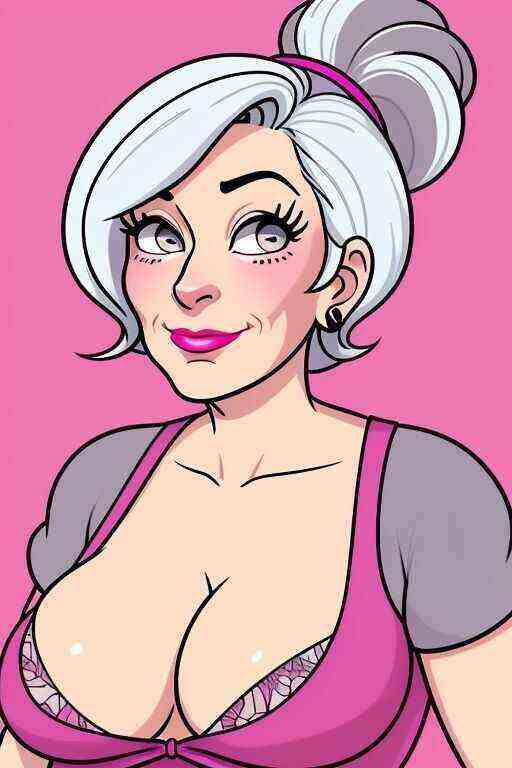 a big breasted granny with gray hair