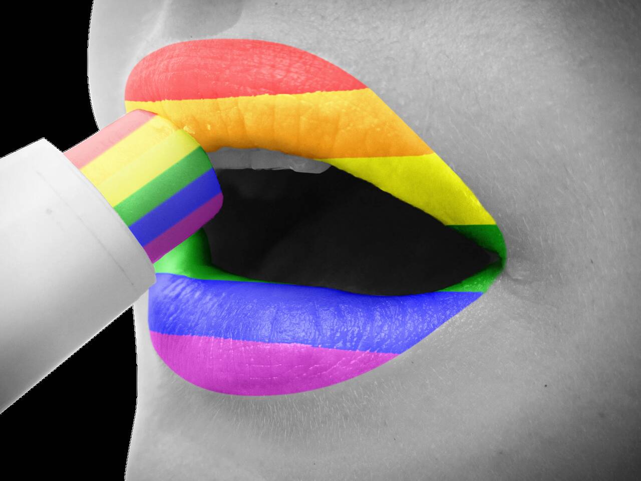 rainbow colored lipstick supporting transgender rights