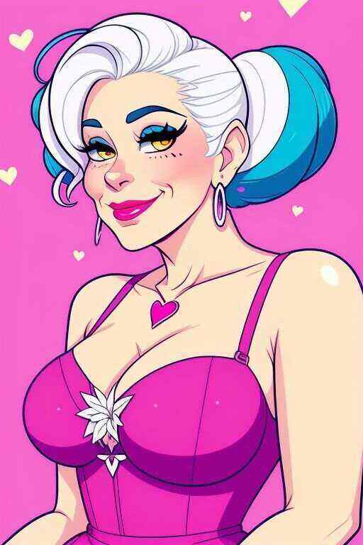 a sexy grandma wearing a hot pink dress